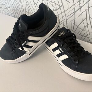 Adidas Men's Black Sneakers with White Stripes